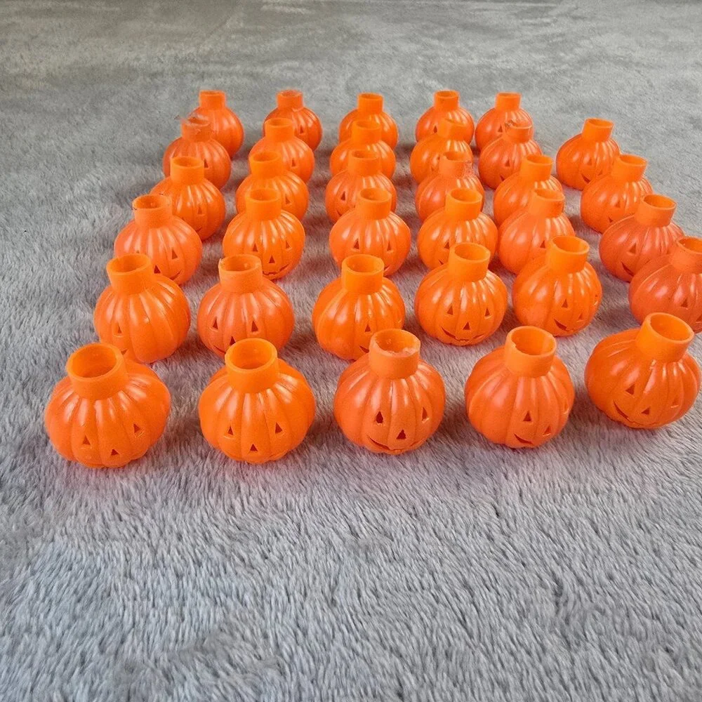 Halloween Pumpkin Light Covers 34 Orange Plastic Jack O Lantern String Lights